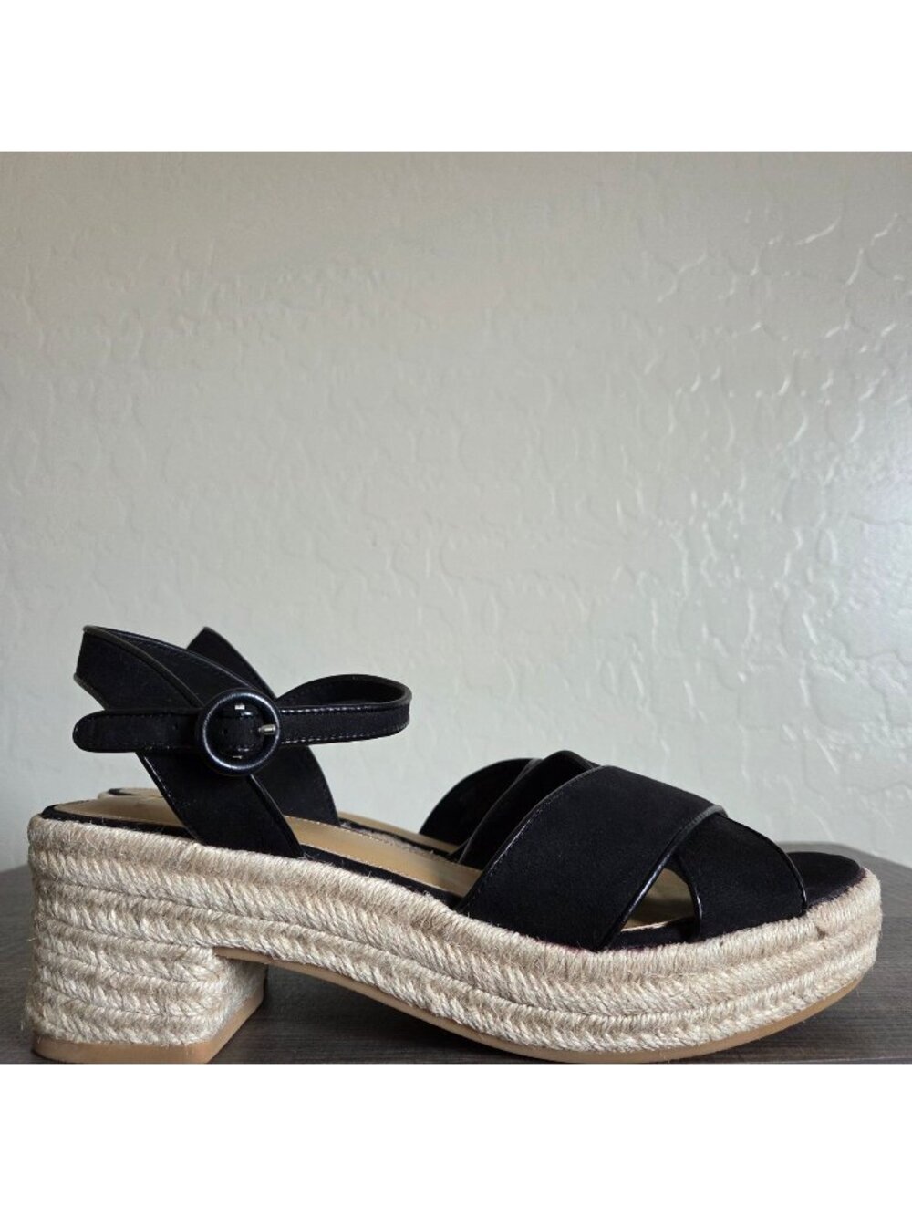 J.Crew Platform Espadrille Block Heeled Sandals Black Size Women's 10 Buckle